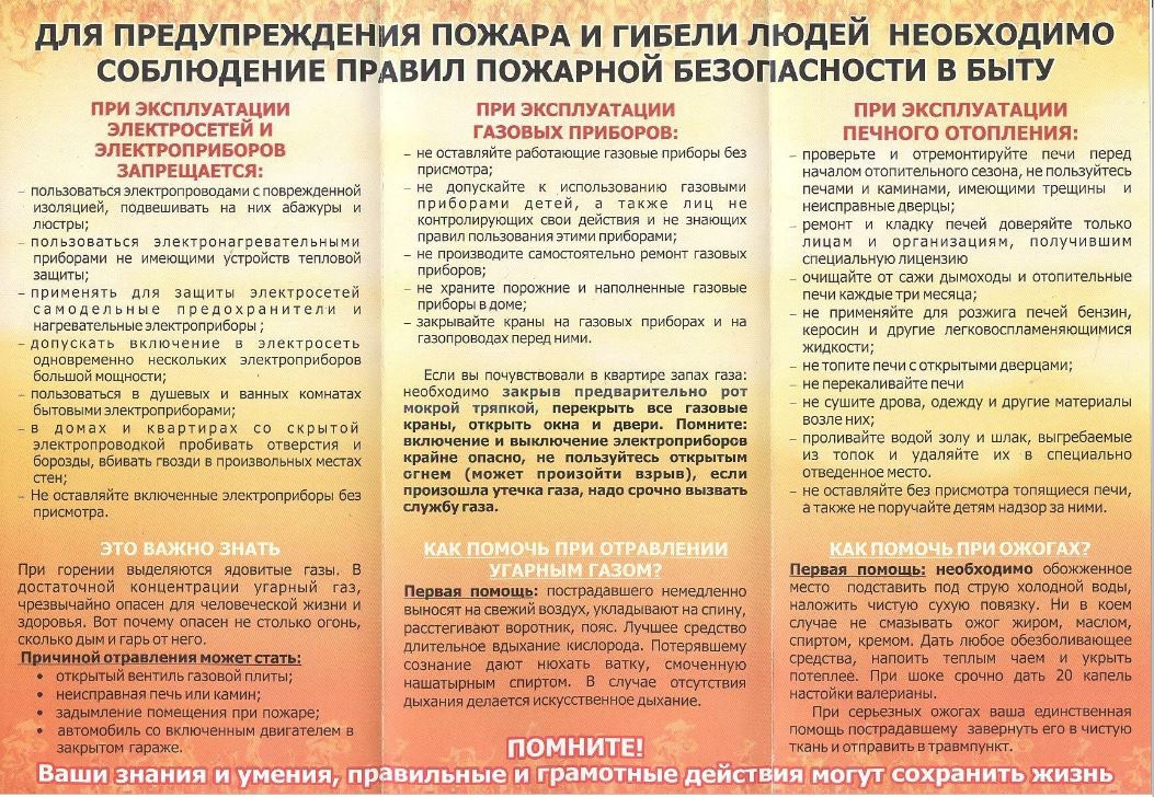 Правила пожарной безопасности в быту....