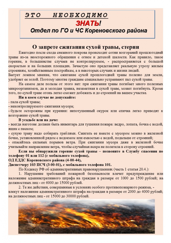 О запрете сжигания сухой травы....