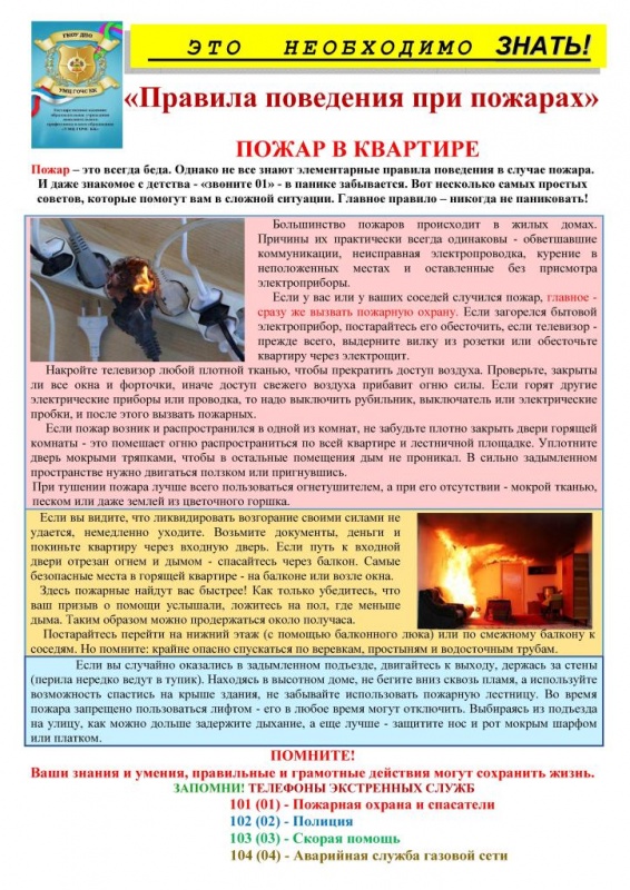 Правила поведения при пожарах....