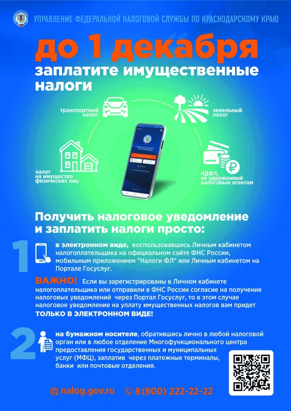 1 декабря !Срок уплаты имущественных налогов !